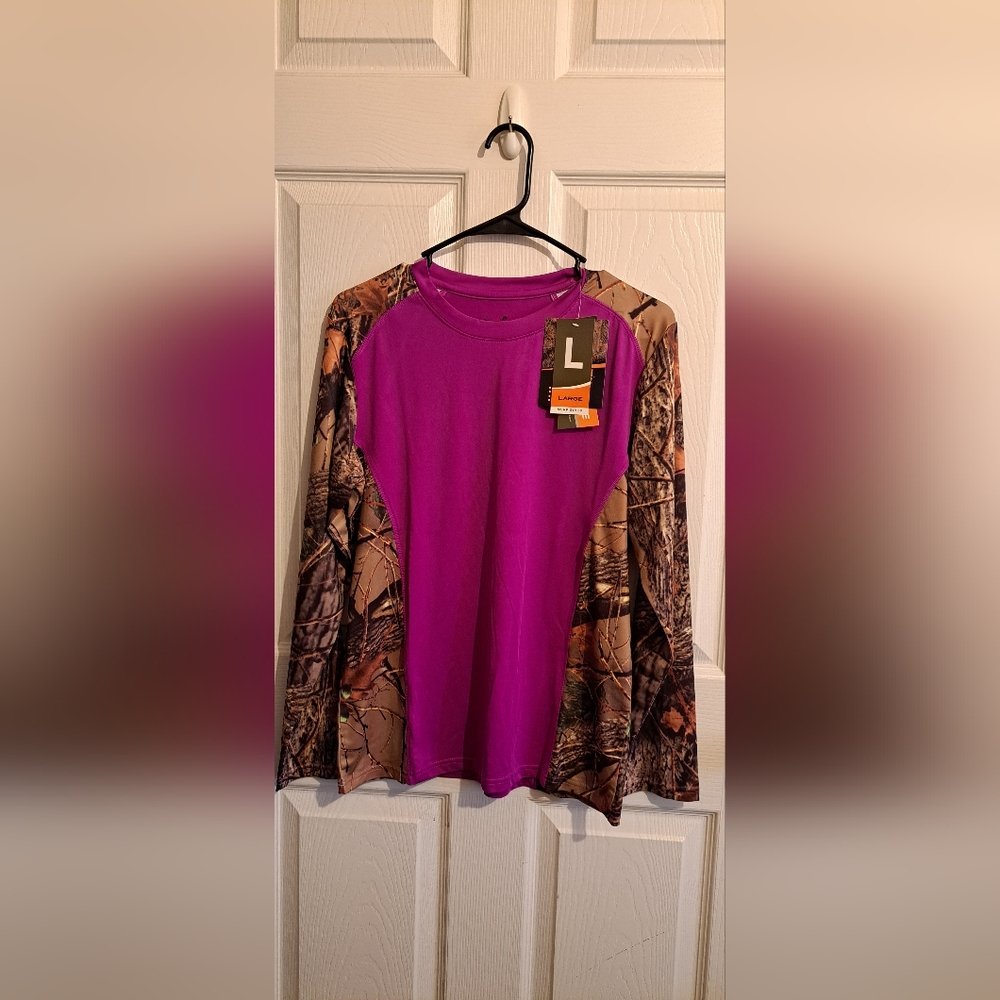 Womans Trail Crest Camo/Purple Shirt Sz L